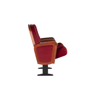 Zijaanzicht van de Goya-stoel met massief houten armleuningen