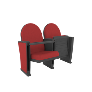 Rode beklede theaterstoelen Atenas Plus PL met opklapzitting, stevige armleuningen en verborgen vloerbevestiging
