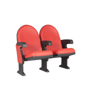 Rode beklede theaterstoelen Atenas met opklapzitting en kunststof armleuningen