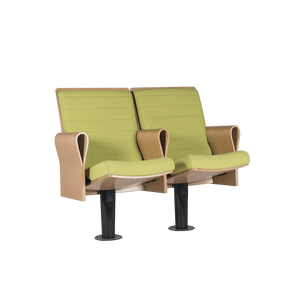 Lola-stoel voorzijde met houten afwerking en geïntegreerde armleuningen