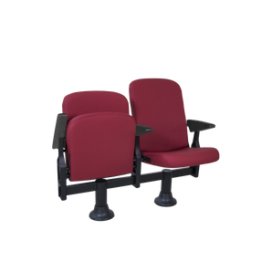 Rode compacte theaterstoelen Micra TEK TT met synchroon opklapsysteem en stevige zijpanelen