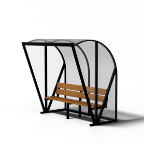 SKOR voetbal dugout TYPE 1 EXCLUSIEF met zwart aluminium frame en houten bank, geschikt voor sportvelden