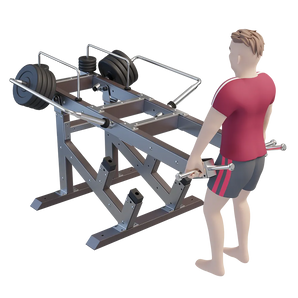 Outdoor combo lift station in gebruik voor squat- en heftraining