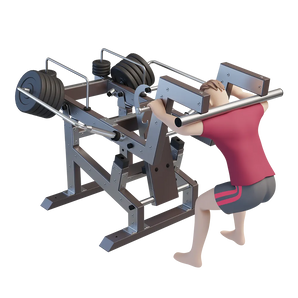 Outdoor squat station in gebruik voor krachttraining op sportparken en fitnessplekken