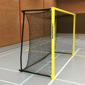 Zaalhockeydoel EHL-X met gele voorpalen en zwarte netbeugels
